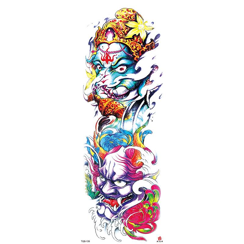 Waterdichte tattoo stickers voor de hele arm: Jezus, Maagd Maria, Kroon, Leeuw-ontwerp
