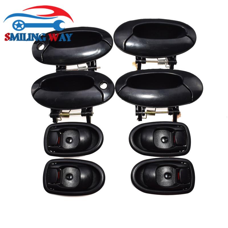 8 Pcs Outside & ide Car Door Handle Front Rear Left Right For Hyundai Elantra 1.8L 1996 1997 1998 1999 2000 Black / Grey