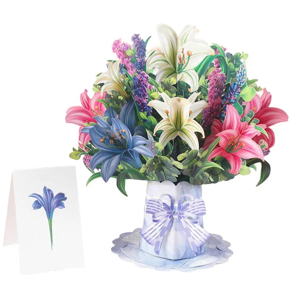 Premium 3D Aufklappbare Blumenstrauß-Karte Muttertagsgeschenk Grußkarten Valentinstag Jahrestag Dankeskarte Geburtstag 2026 Du D R6U0