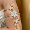 Hollow Out Open Arm Bangle Floral Arm Ring Vintage Iris Flower Bracelet  Hand Jewelry