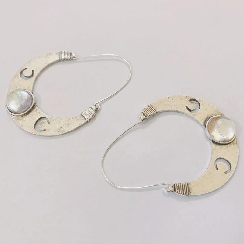 European and American Fashion Personality Exaggerated Retro Style Geometric Moon Shaped Earrings For Women's Zircon