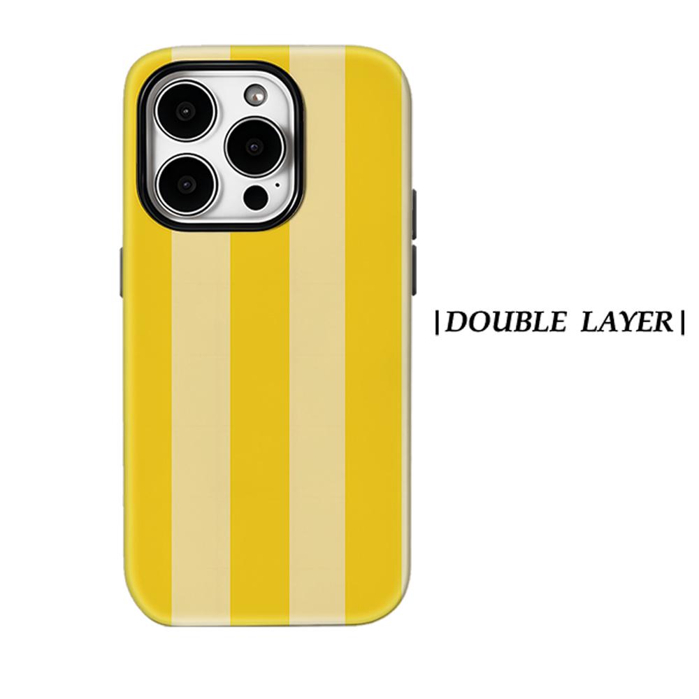 Yellow Pastel Stripes Phone Case for IPhone 17AIR 16E 16 15 14 13 12 11 17 Pro Max Plus Double-layer Back Cover