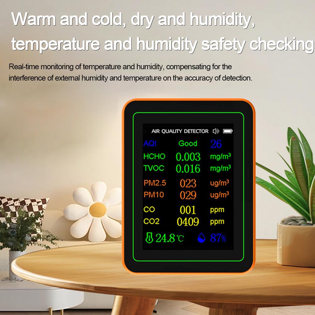 10 In 1 Air Quality Detector Household Portable CO CO2 TVOC HCHO Tester with Alarm CO2 Detector Carbon Dioxide Detector for Home