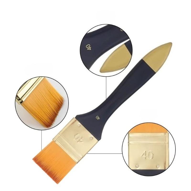 Flat Nylon Hair Paint Brushes for Acrylic Oil Watercolor Wall Painting Brush with Wood Handle DIY Art Supplies for Canvas