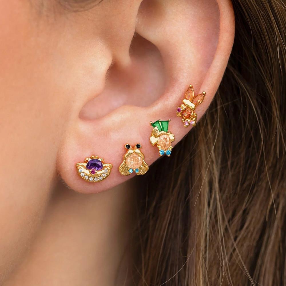 New Princess Earrings Set For Women Girl Fashion Vintage Colorful Zircon Stud Earring Jewelry Toys