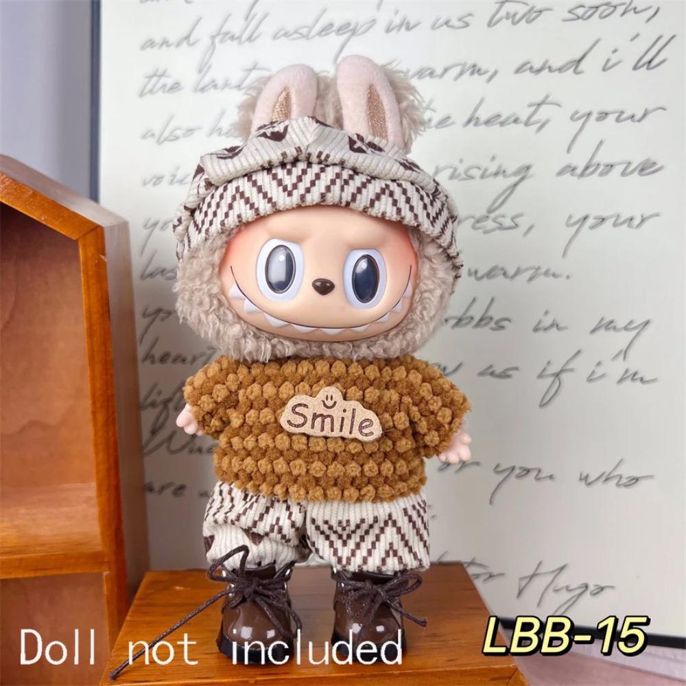 Only Clothes For 15-17CM Labubu Mini Accessories Clothes Clothing Dolls Set Sitting Party Scarf Hat Bag Cute Decoration Gift