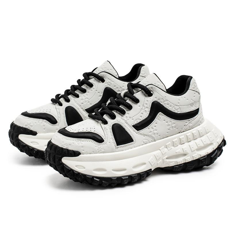 Fashion Men Sneaker Designer Fashion Casual Retro Leather Fabric Height Increased Flat Platform Shoes Student Lace Up Running Shoes