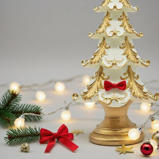 Yousheng Christmas Tree Tree Figurine Xmas Ornament Resin Snowy Tabletop Decor Elegant Holiday Centerpiece for for Home Living Room Bookshelf