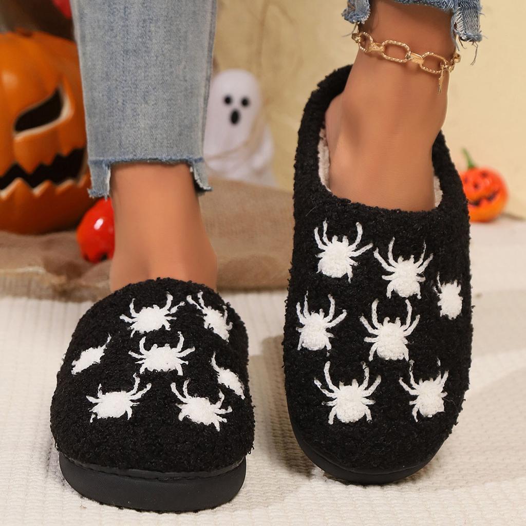 Halloween Hot Slippers For Women Fashion Cute Cotton Slipper Indoor Warm Plush Comfortable Daily Casual Shoes For Winter Home