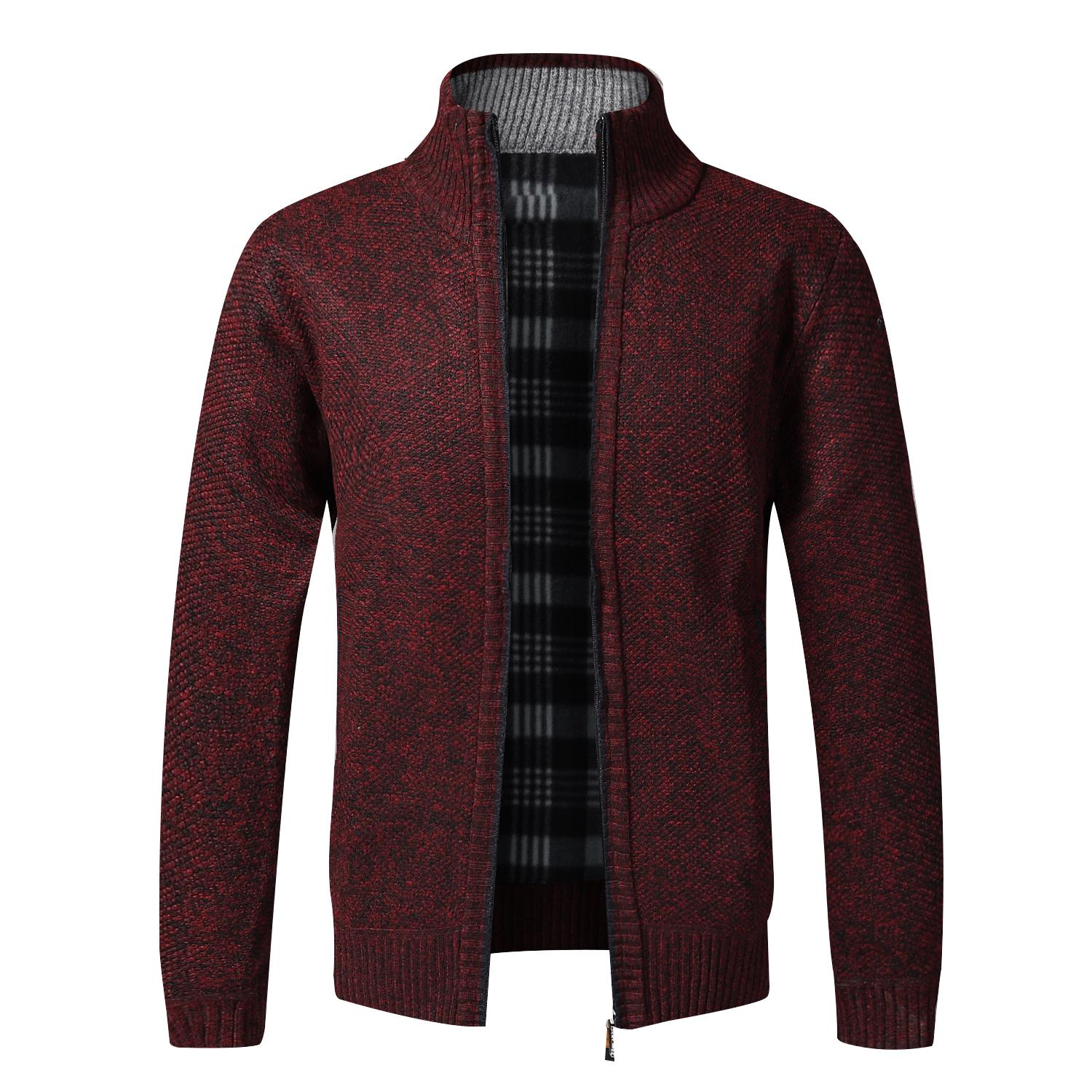 

Осень-зима Теплый кардиган Мужские флисовые свитера Куртки на молнии Slim Fit Роскошный брендовый трикотажный свитер Пальто Американский Джерси M красный