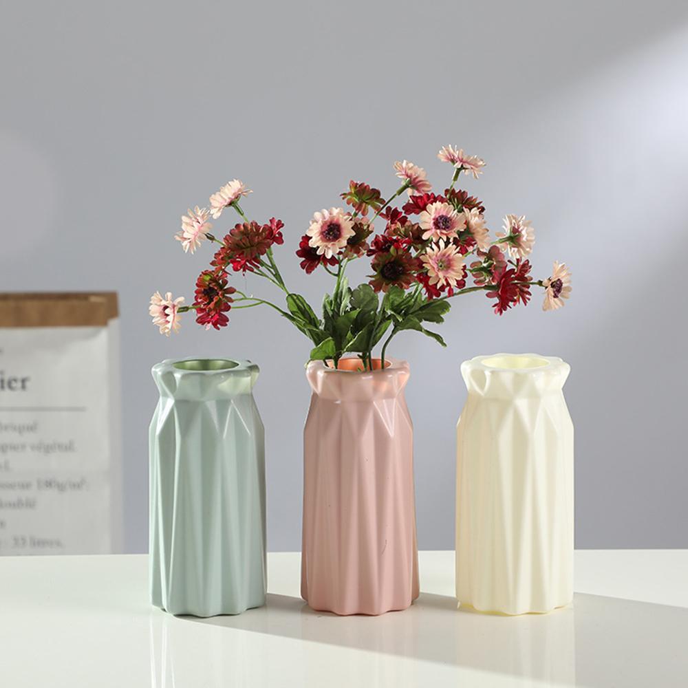 Plastic Vase Imitation Ceramic Flower Pot Origami Plastic Flower Vase Shatterproof Vase Nordic Modern Room Hallway Wedding Decor