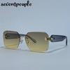 Oversized Rimless Square Sunglasses Women  Luxury Brand Trendy Punk Frameless Sun Glasses For Ladies Vintage Outdoor Shades