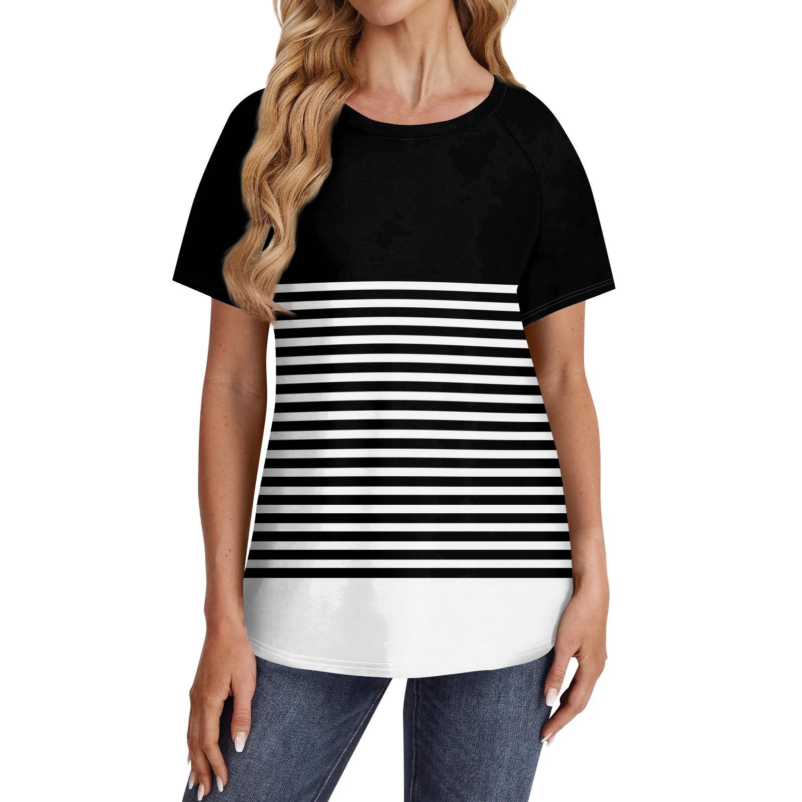 

Женские футболки с коротким рукавом, милые туники с круглым вырезом, топы, базовые футболки, блузки, свободный пуловер L чёрный