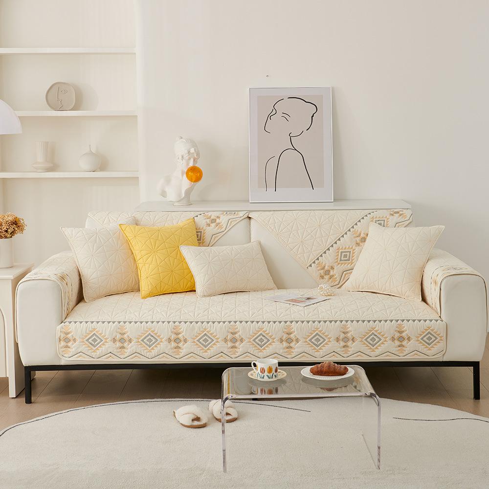 

Подушка для дивана из стираного хлопка, универсальный пасторальный стиль, нескользящий чехол для дивана, чехол для полотенец на спинку, тканевый чехол для дивана, полный комплект 70*70