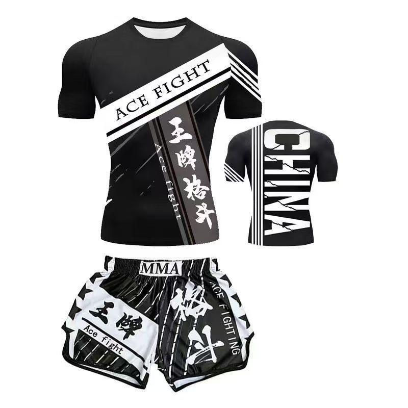 Martial Arts Training Suit Sanda Muay Thai Boxing UFC Style Short Sleeve Shorts Unisex Gym Wear