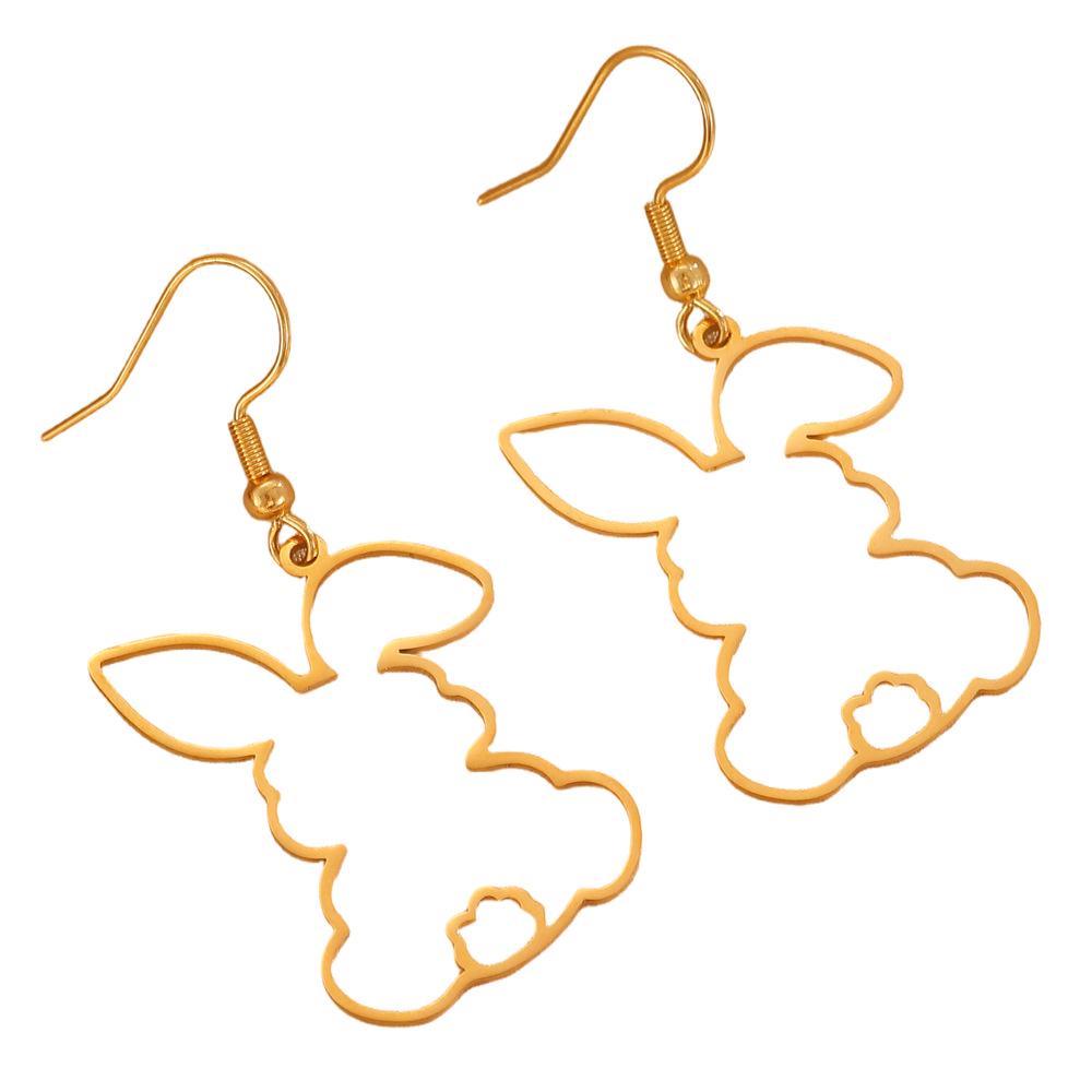 Asymmetrical Stainless Steel Rabbit Earrings - Cute Easter Ornament for Women