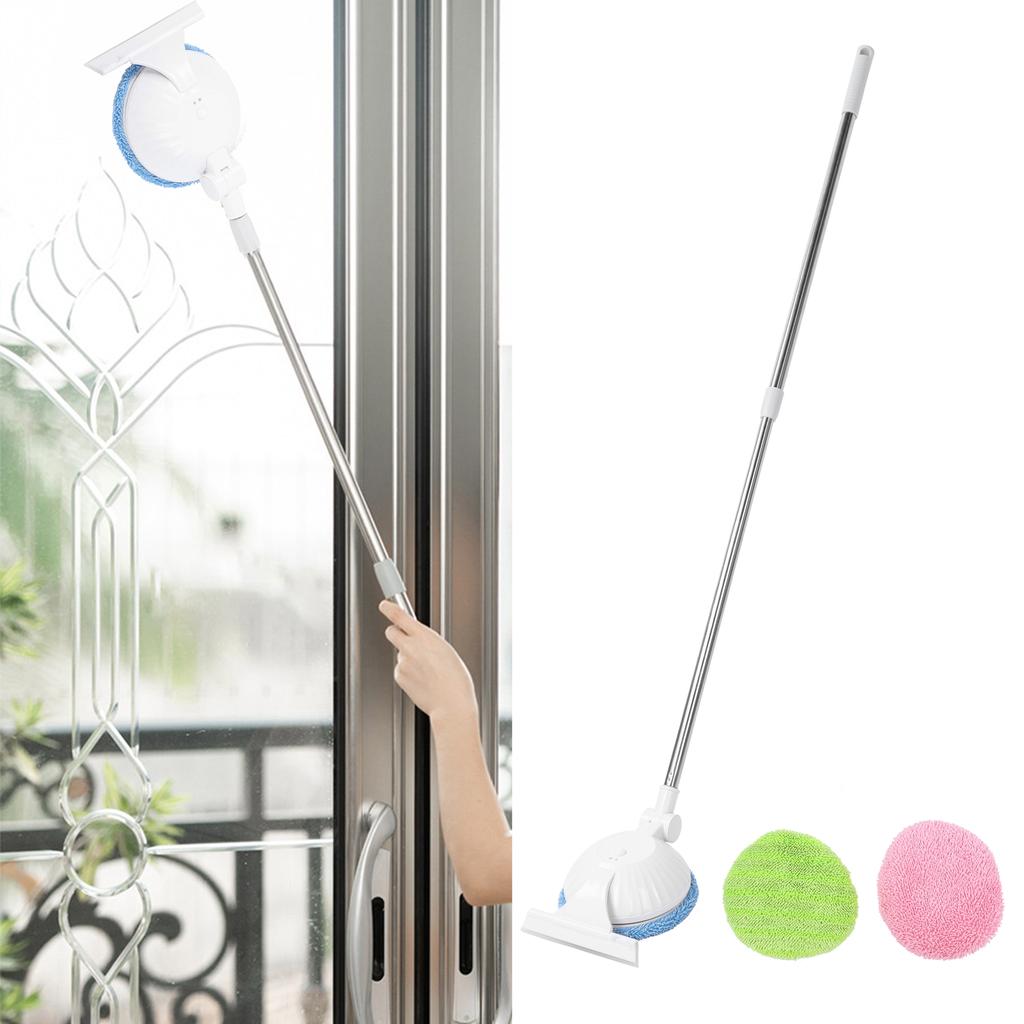 Cordless Telescopic Window Wiping Mop 90 Degrees  Rotation USB Electric Glass Cleaner Floor Cleaning