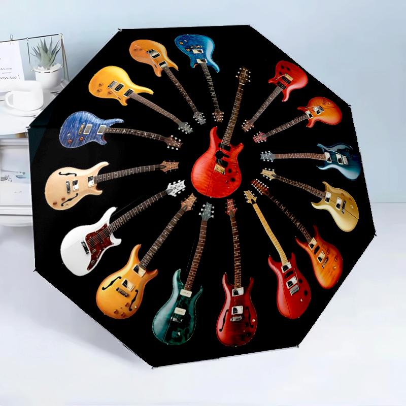 Bunte Gitarrenträume 8-Rahmen für Reisen, Camping, Freizeit Leichter tragbarer Regenschirm, Unverzichtbar für jeden Familienurlaub Geburtstagsgeschenk