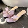Fashion Women High Heel Slippers Fashion Peep Toetoe Women Fairy Wind Butterflys Quare Head Beach High Heel Cool Slipper Sandalias Mujer