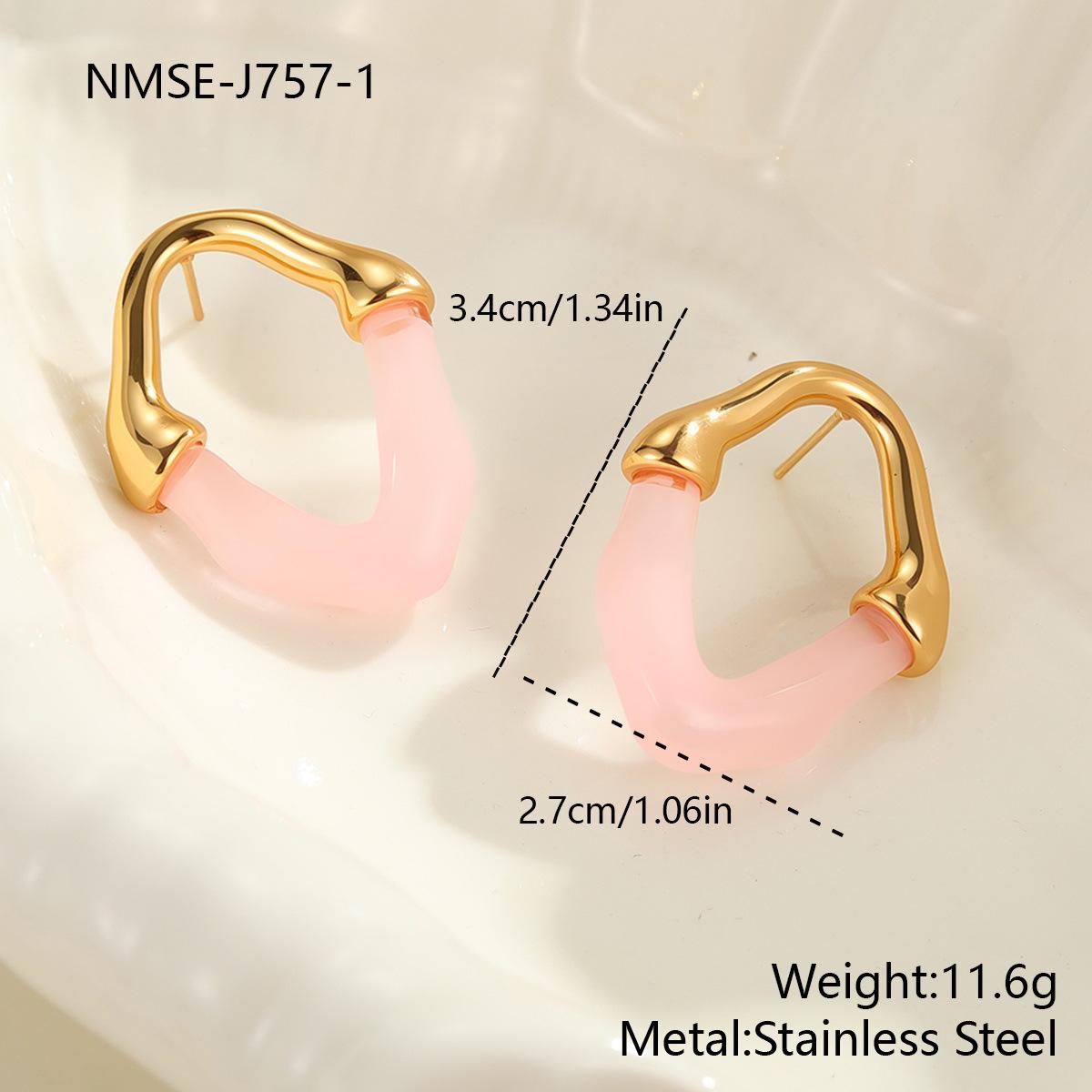 GEMCHIC Women s Stainless Steel Resin Earrings Fashion Irregular Hollow Geometric Design