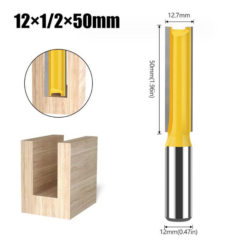 12mm 1/2inch Shank Router Bit Double Flute Long Straight Bits Grooving Bits Trimming Cutter Woodworking Milling Tools