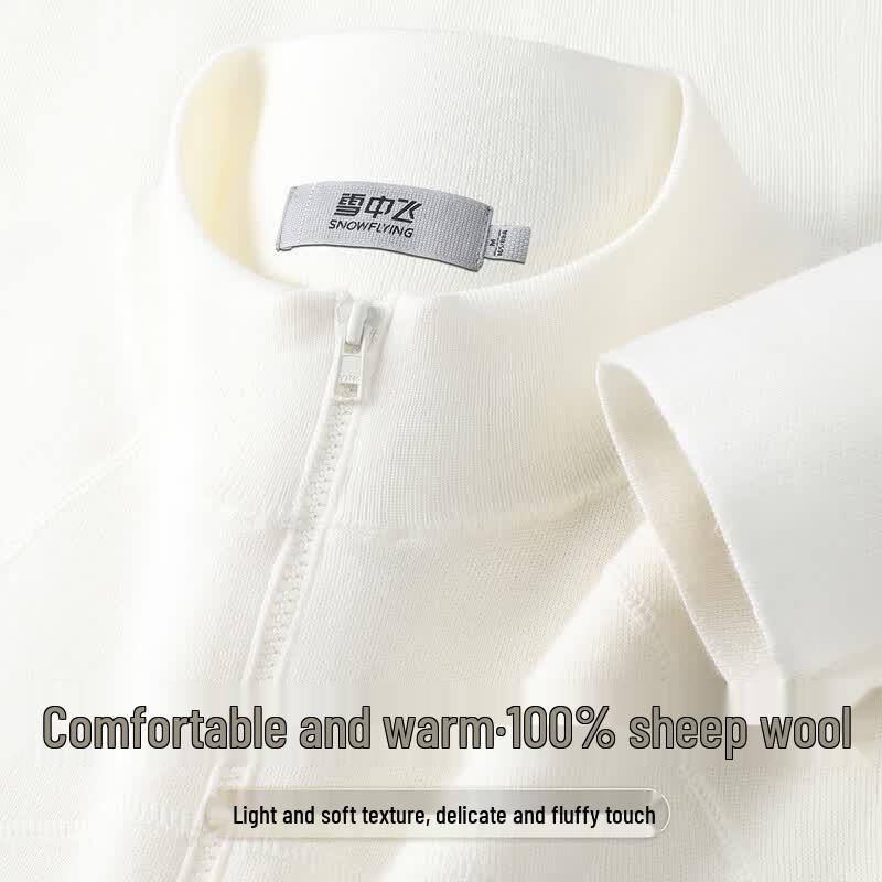 SNOWFLYING Women s Merino Wool Semi-High Neck Cardigan S