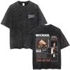 Der König des Pop Michael Jackson Vintage Washed T-Shirts Herren Damen Lässig Retro Baumwoll-T-Shirt Männlich Gothic Rock Übergroßes T-Shirt
