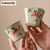 100ml Retro Cream Ru Kiln Ceramic Teacup Hand-painted Pomegranate Straight Mouth Cup Female Master Single Cup Kung Fu Tea Bowl