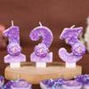 Purple Flower Number Birthday Candle Cake Decoration Party Handmade Number Candle 0-9