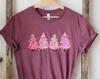 Christmas Pink Trees Shirt, Cute Christmas Trees T-Shirt, Pink Trees Xmas Shirt, Retro Trees Christmas Tee, Christmas Shirt For Women