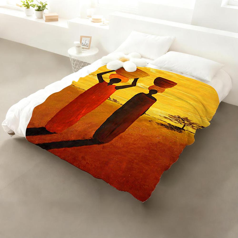 

Art Abstract Painting African Living Throw Flannel Throw Blanket: Soft Kid-Friendly Warm Anti-Static All Season Washable Couch 75x90cm