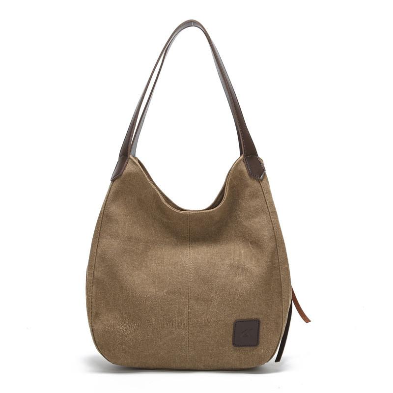Borsa a Tote in Tela da Donna con Scomparti Multipli e Chiusura a Zip per Uso Quotidiano