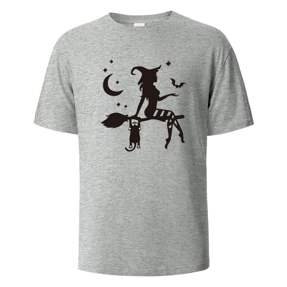Witch Print t shirts 100 Cotton Summer Tees For Men Women Oversize Casual Tops t shirts