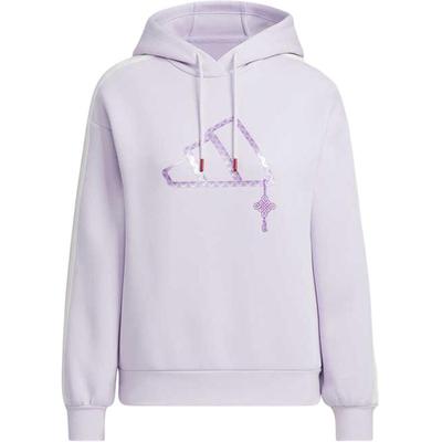 Year Of The Snake Limited Edition Casual Series Brand Logo Hooded Pullover Striped Long Sleeve Sweatshirt Women Sweatshirt Light-Purple JZ1637