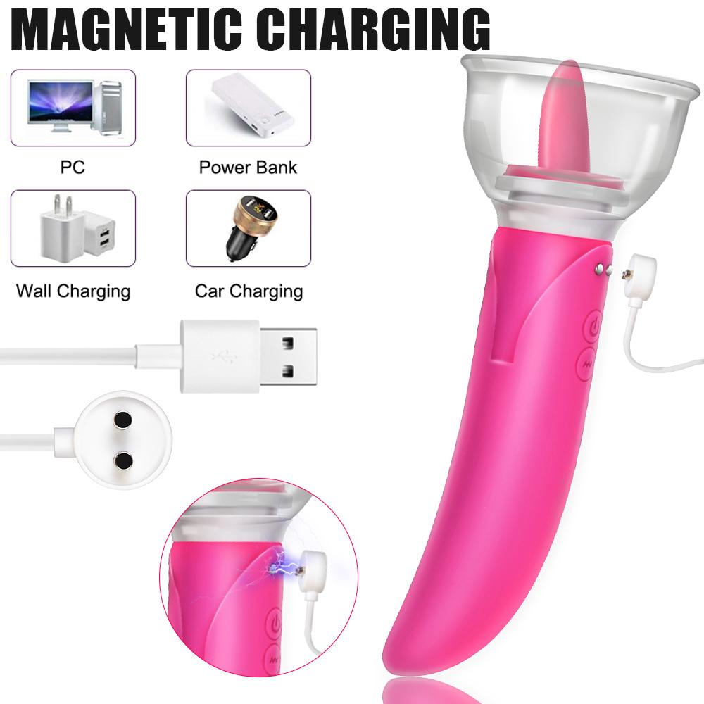 Dildo-Vibrator Klitoris G-Punkt Vibrator Vagina Brustmassage Doppelkopf Sexspielzeug für Frauen Zungenleckpumpe