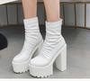 New Autumn Winter Platform Boots High Heels Back Zipper Black White Short Boots For Women Waterproof Gothic Shoes
