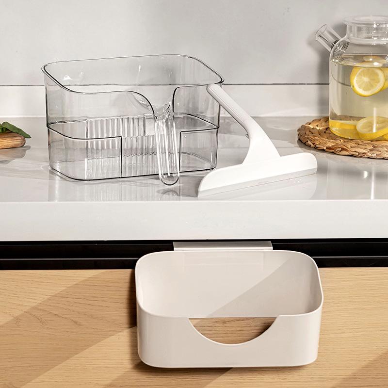Wall-Mounted Kitchen Trash Can with Scraper - Wet Garbage Storage Bin for Cabinet Doors