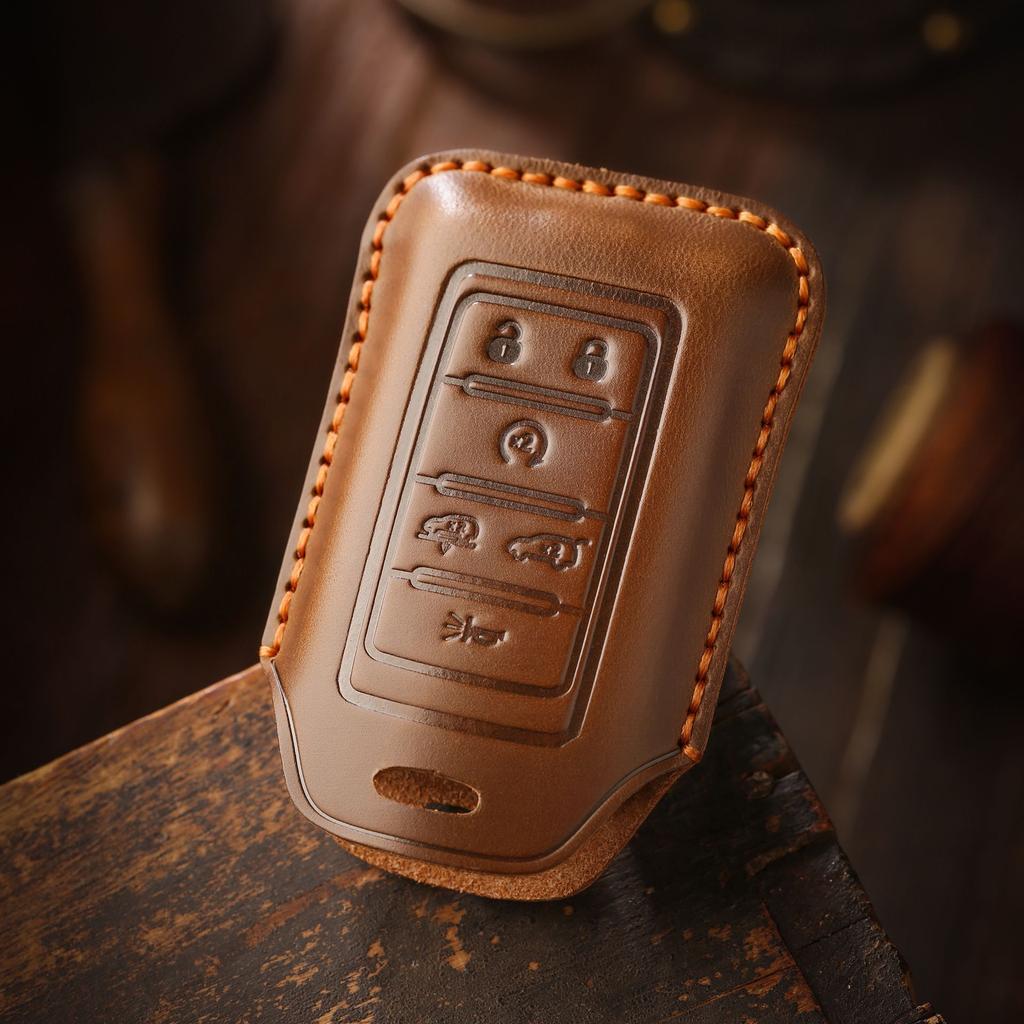 The Retro Key Cover Is Suitable for the New Jeep Jeep Grand Cherokee New Energy Imported Version Car Key Leather Bag.
