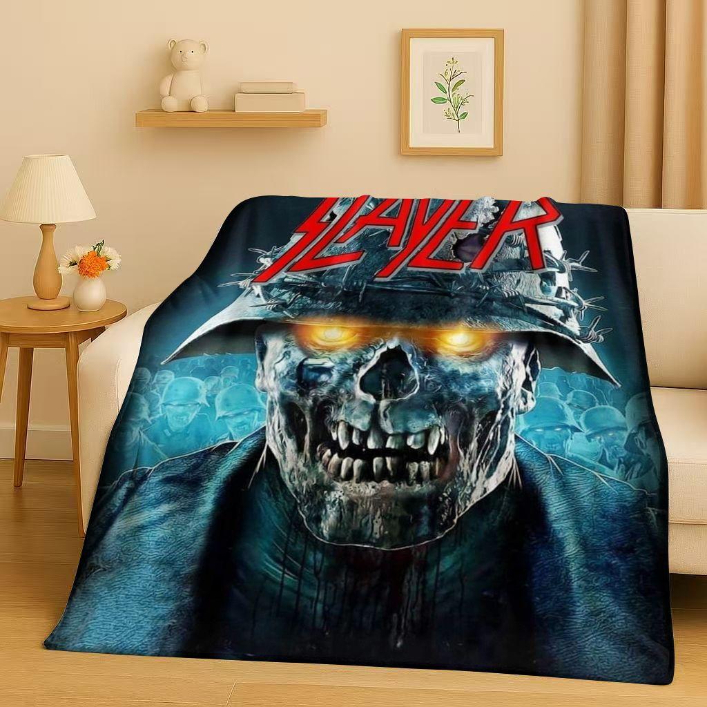 3D Slayer Thrash Metal Rcck Music Band Sign Flannel Blanket,Ultra Soft Warm Plush Throw for Home Bedroom Bed Sofa Cover Gift Kid