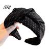 French Style Headband Women Dot Print Knotted Design Wide Brim Leisure Casual Sponge Padding Hair Hoop Accessory Rounded Head Shaping Band