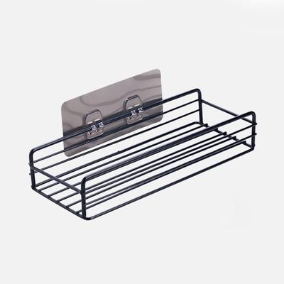 Iron Storage Rack Bathroom Kitchen Rack Shower Gel Shelf Self-adhesive Punch-free Wall Mounted Basket