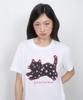 LMR Star Dot Cat Applique Short Sleeve T-Shirt White