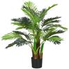 Artificial Palm Tree, 1 M, Realistic Branches, Decorative Plant, Plastic, with Pot, Brown+Green