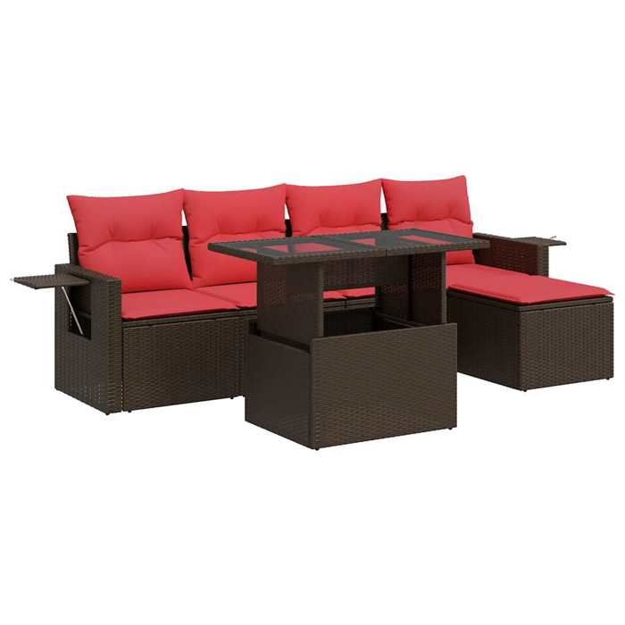 VidaXL Salon de jardin avec coussins 6 pcs marron résine tressée acacia 3326465