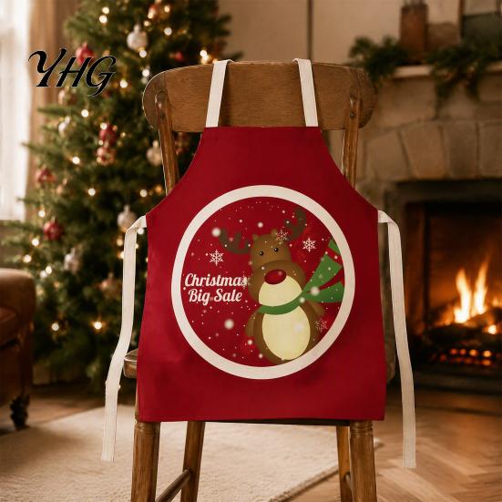 Santa Claus Kitchen Supplies Christmas Apron, Claus/Elk/Gingerbread Man/Snowman Print Cooking Bib, Waterproof Funny Gingerbread Man Chef Apron