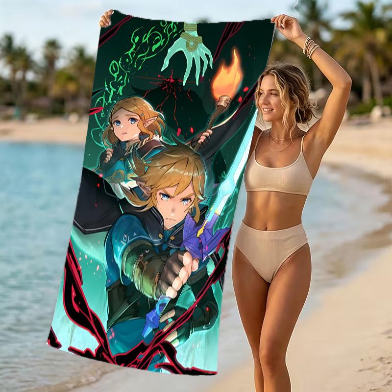 Beach Towel with Cartoon Z-Zeldas Pattern - soft,absorbent,machine washable Lightweight&Modern,swimming,Travel Essentials