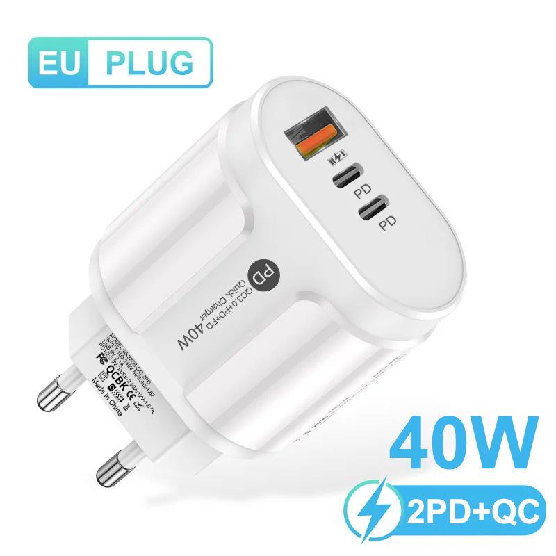 PD33W QC3.0 GaN Multi-Port Fast Charger 9V/12V European Standard