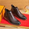 Fashion Fashion Brand Men's Autumn Comfortable Pointed Chelsea Leather Boots Retro Style Men's Side Zipper Breathable Casual Short Boots