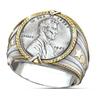 Retro Head Coin Electroplated Two-color Ring European and American Popular Men's Hand Jewelry