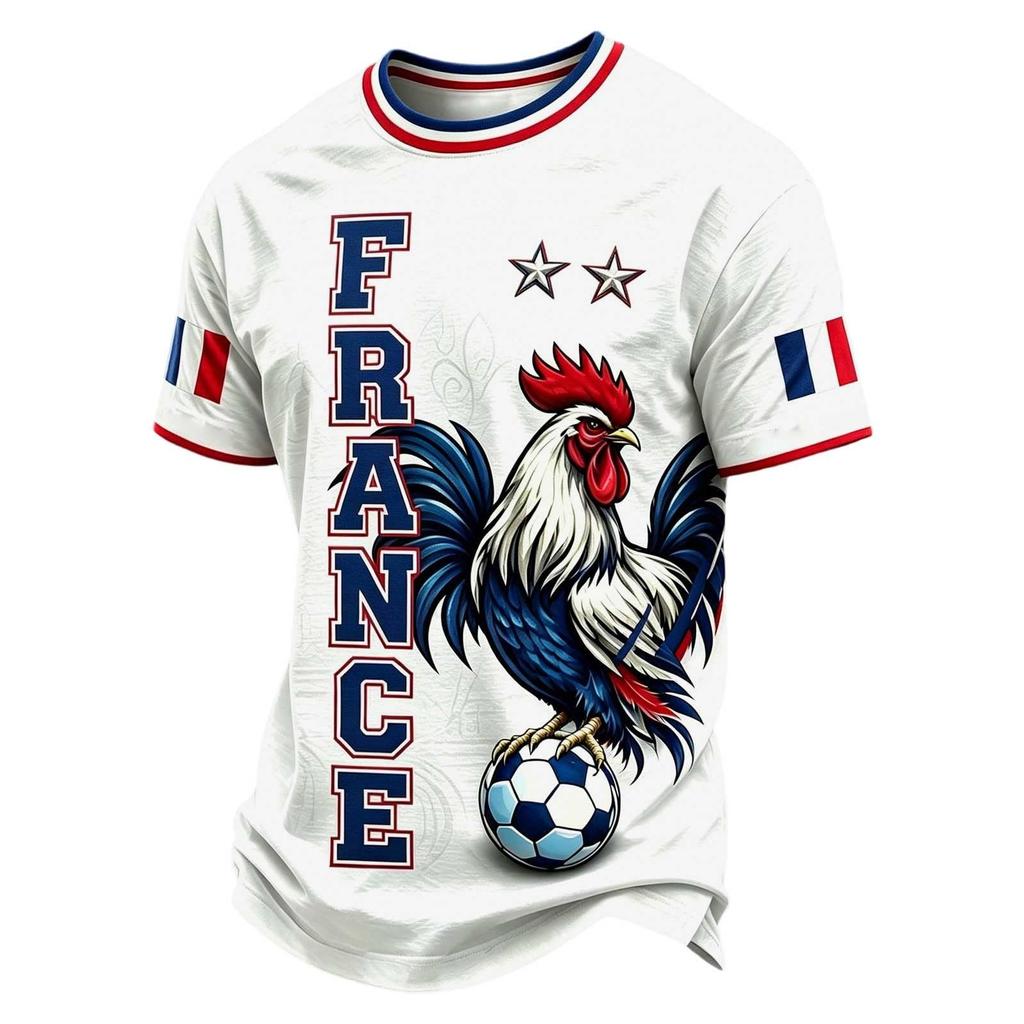 Men's Classic Crew Neck Short Sleeve T-Shirt Soccer Graphic Print Lightweight Casual Top for Everyday Wear